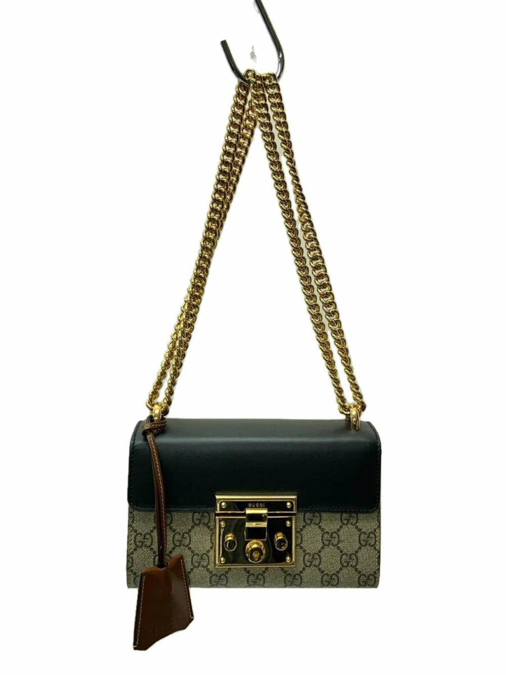Gucci Chain Shoulder Bag Padlock GG Supreme Arabesque Canvas